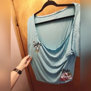 EUC torrid size 3 super soft off shoulder turquoise tropical skulls tee